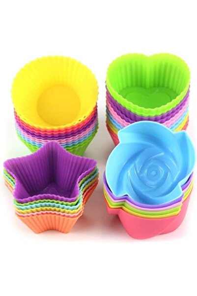 Generic 24 قطعة من قوالب الكب كيك السيليكونية الملونة، أكواب خبز قابلة لإعادة...