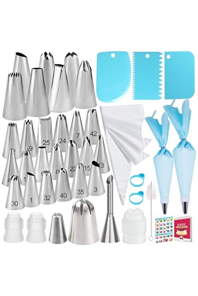 Generic مجموعة أكياس التزيين وأطرافها، مجموعة لوازم تزيين الكيك من 49 قطعة، أ...
