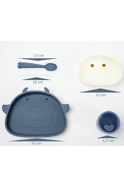 BabySnugg Silicone Baby Feeding Set for Diversification, 6+ Months, Blue