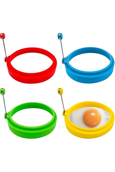 Generic 4 قطع من قوالب البيض والفطائر، قالب سيليكون لصانع البيض (4 ألوان، دائري)