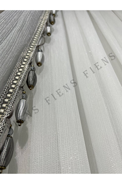 FİENS SİMLİ LÜKS BAMBU YOĞUN DOKULU PREMİUM 1/3 Sık Pileli Tül Perde Ağır Gra...