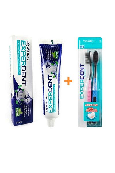 EXPERDENT Micro Fine Toothbrush 2 Li+Whitening Toothpaste
