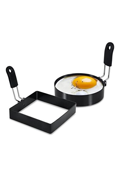 Generic LXLOVESM 4'' Round+Square Egg Rings Set with Silicone Handle, Stainle...