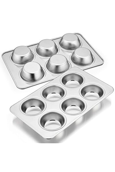 Generic مجموعة قوالب المافن من إي-فار، مكونة من قطعتين، قالب مافن من الفولاذ ...