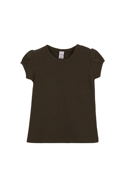 LOVETTI Brown Basic Baby Girl Snap Zero Neck Watermelon Sleeve T-Shirt