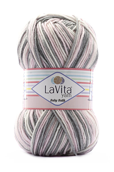LaVita Yarn Baby Batik Çok Renkli El Örgü İpi %100 Akrilik 100gr (BY10 PEMBE GRİ)
