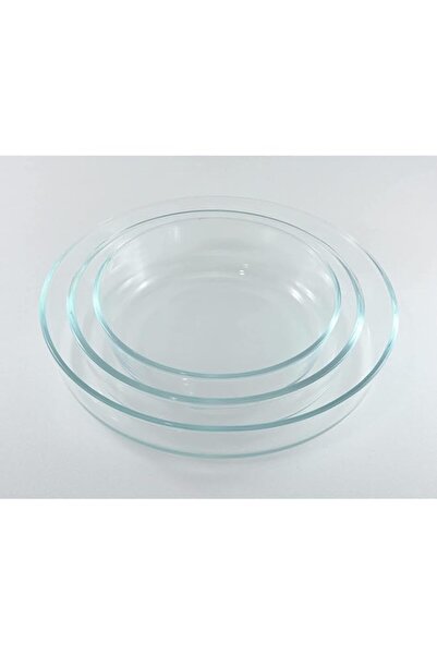 Generic طقم فرن خبز دائري عميق من الزجاج من هوم ميكر، مكون من 3 قطع