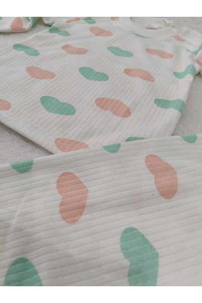 Store Orange Heart Printed Report Girl's Pajamas Set Newborn Nightgown