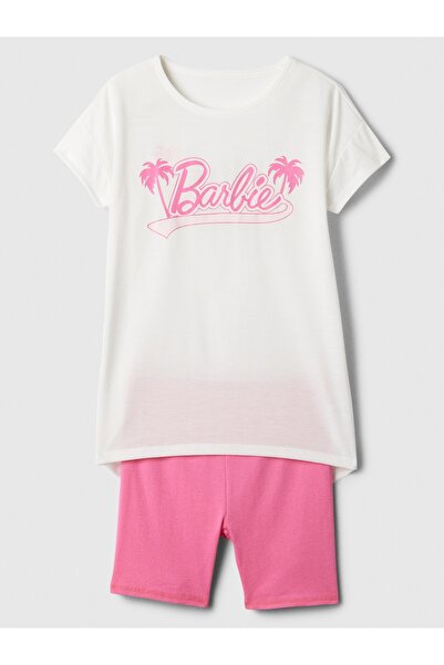 GAP Kız Çocuk Pembe Barbie™ Grafikli Pijama Takımı