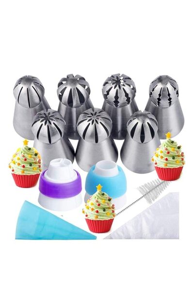 Generic مجموعة أدوات تزيين الكيك من Oban Russian Piping Tips، مكونة من 22 قطع...
