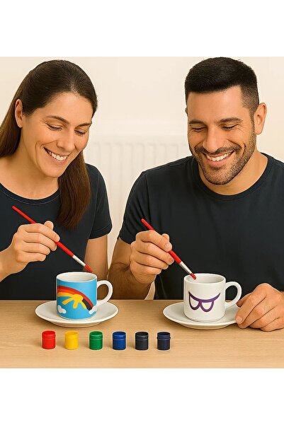 Bk Gift Kendi Fincanını Oluştur Boyanabilir 2 Adet Türk Kahvesi Fincanı Seti(...