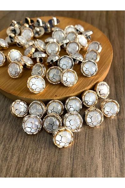 canan dizayn 11.5 mm Gold Foot Honeycomb Metallized Stone Button (15 Pcs)