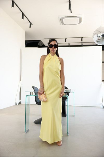 Özge Özgenç Halter Neck Gathered Dress