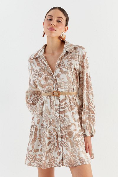 Shopping Shop Mini Dress with Straw Belt Murdum