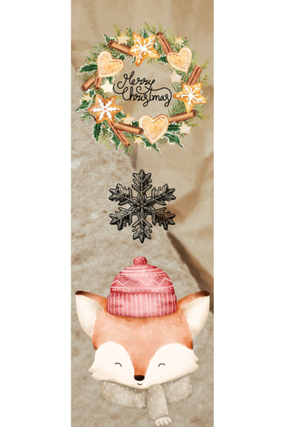 OEM Semn de Carte Craciun, 5x15 cm, 2 bucati, vintage cu fulgi