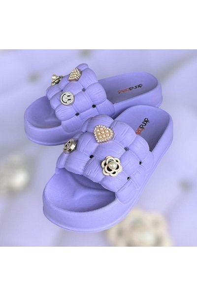 AkınalBella Women's Drawstring Model Beach Pool Daily Soft Soft Sole Slippers