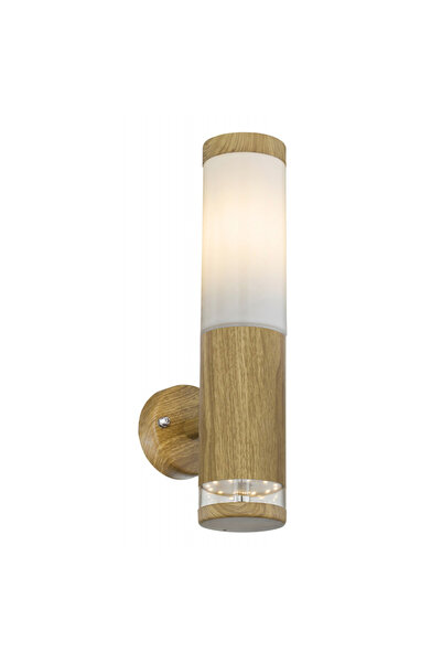 Globo Lighting Aplica de exterior cu aspect de lemn, 1 bec, scripetă E27 + led 70lm, lumină caldă (3000K), 34070, Globo