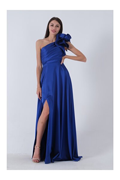 WeekJack Дамска сатенена рокля с пайети и панделка на рамото 5011302192