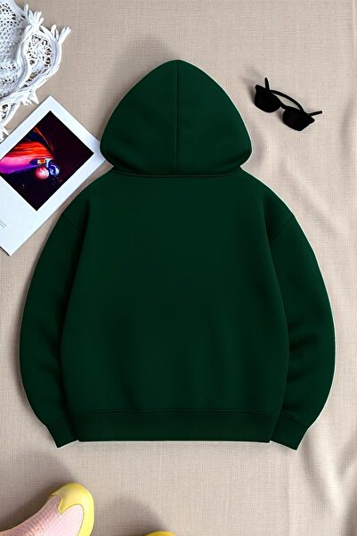 uyguntarz Unisex Leopard Heart Pattern Printed Oversize Sweatshirt