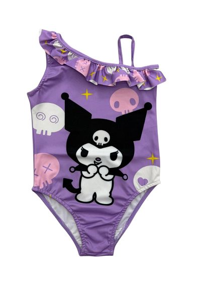 Gadget Gear Girl's Swimsuit Single Shoulder Strap Print Detail Ruffle