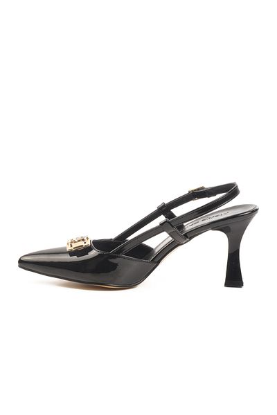 Pierre Cardin Pantofi de seară de damă cu toc din piele lacuită neagră PC-54663 Z
