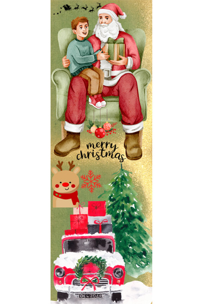 OEM Semn de Carte Craciun, 5x15 cm, 2 bucati, stil Santa Claus