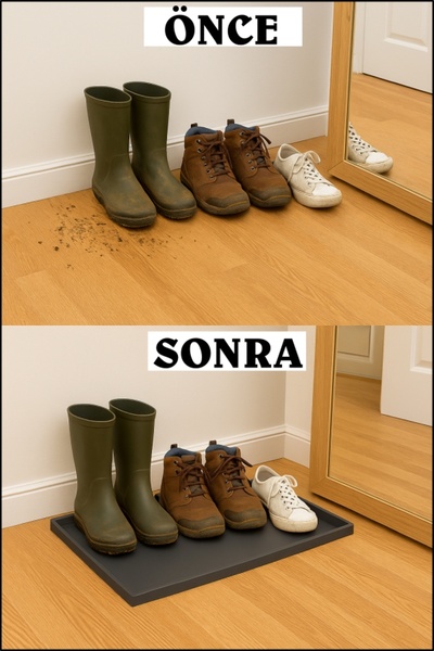 COZLEY Silikon Ayakkabı Tepsisi Su Geçirmez Kaymaz Yıkanabilir Ayakkabı Düzenleyici Ayakkabı Standı 60X40CM