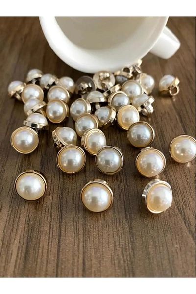 canan dizayn Custom Gold 12.70 mm (20 Size) Footed Pearl Button (15 Pcs)