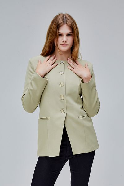 Bolivente Light Khaki Crew Neck Regular Woven Jacket