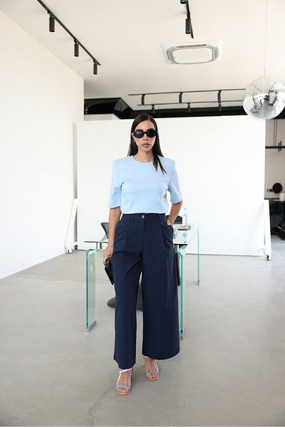 Özge Özgenç Wide Leg Pants with Waist Seat
