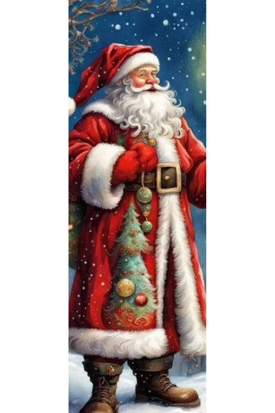 OEM Semn de Carte Craciun, 5x15 cm, 2 bucati, model colorat anii 80