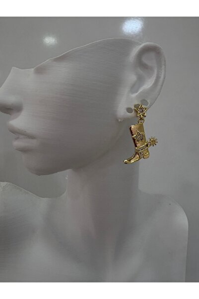 Gold Cowboy Çizme Küpe