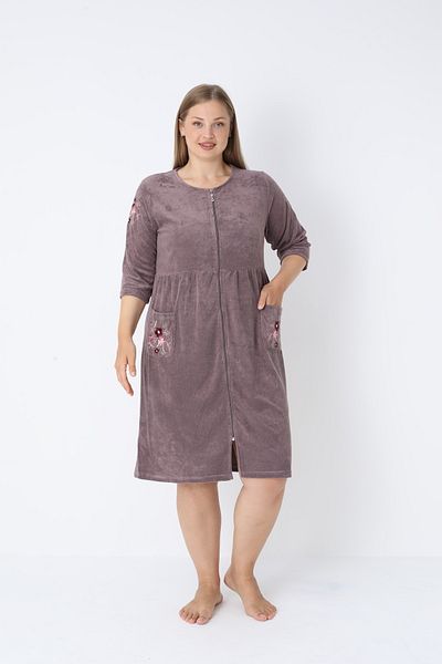 ROMEO LİFE Women's Plus Size Bamboo Micro Fabric Zippered Stylish Velvet Dress 3449-B