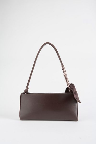 Vivaq Women's Elegant Bitter Brown Scarf Gifted Faux Leather Baguette Zipper Closure Hand and Arm Bag