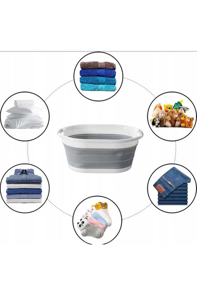 varioshop ® Multifunctional Foldable Laundry Basket, 38 x 53 x6/15/24 cm, Adjustable Height