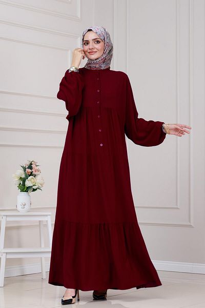 Sevitli Azra Dress with Robe-Burgundy