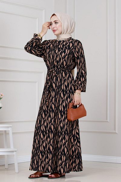 Sevitli Beli Tunnell Bürümcük Karin Dress-Viscose