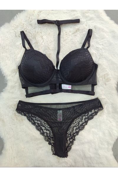 Love Angels Lace and Tulle Detailed Underwire Underwear Set - Fancy Underwear Set - Dowry