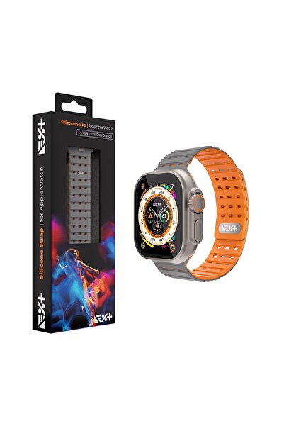 NOA Curea pentru Apple Watch 46/49 mm, Silicon, Gri/Portocaliu