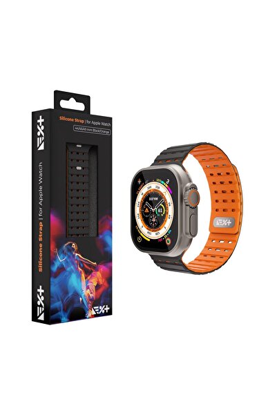 NOA Curea pentru Apple Watch 46/49 mm, Silicon, Negru/Portocaliu