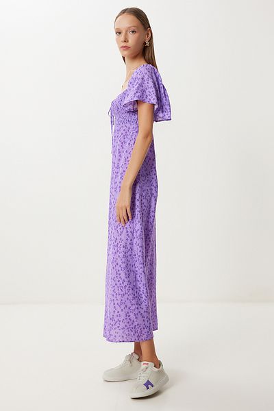 Lovelyİstanbul Patterned Summer Viscose Dress Lfg0128 Purple