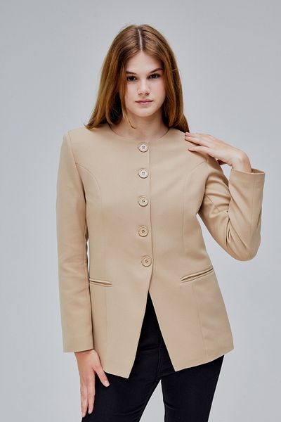 Bolivente Mink Crew Neck Regular Woven Jacket