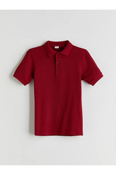 LC Waikiki Claret Red Polo Neck Boy's T-Shirt