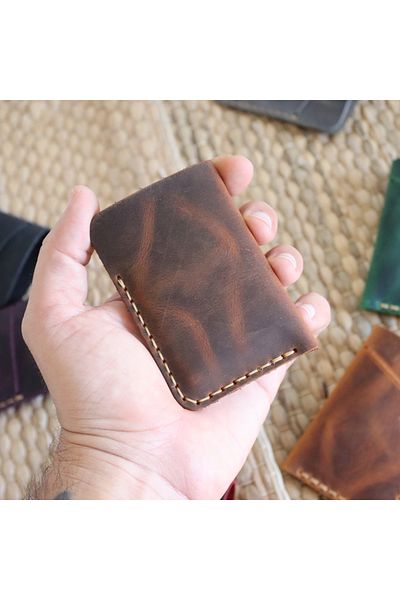 Derici Amca One Shot Genuine Leather Minimal Card Holder