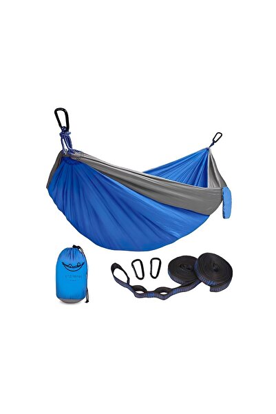 storeful Hamac hikerjoy, 270x140cm, curele prindere si carabine incluse, albastru cu gri