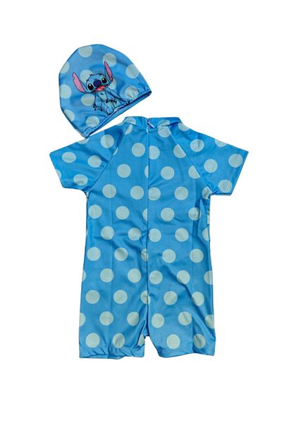 Gadget Gear Short Sleeve Girls Swimsuit with Bonnet Print Detail