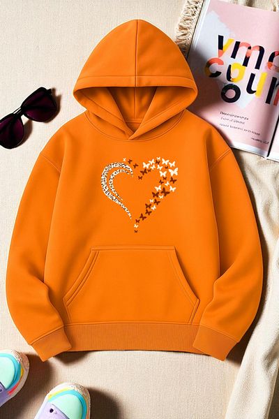 uyguntarz Unisex Leopard Heart Pattern Printed Oversize Sweatshirt