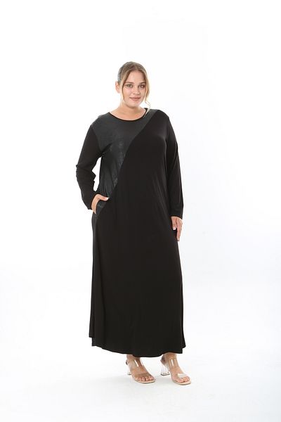 XL Modam Women's Long Sleeve Pocket Lycra Viscose Plus Size Dress