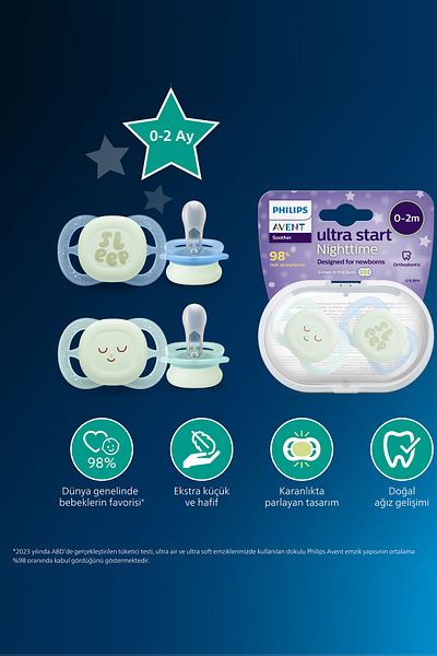 Philips Avent Ultra Start Night Pacifier, 0-2 Months