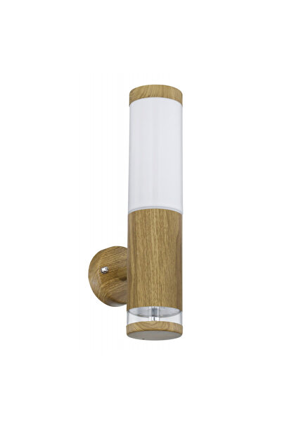 Globo Lighting Aplica de exterior cu aspect de lemn, 1 bec, scripetă E27 + led 70lm, lumină caldă (3000K), 34070, Globo